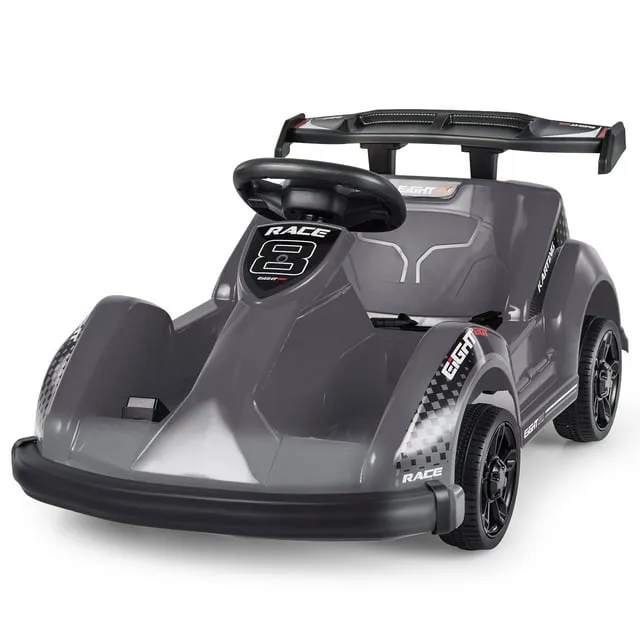 6V Battery Powered Go Kart Kids Ride On Racer RC w/ Bumper & Music Black