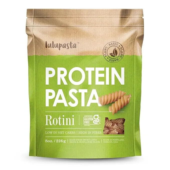 High Protein Pasta, 19g, Made with Lupin Flour & Sunflower Flour, 4g Net Carb, Gluten Free, Keto Pasta, Low Carb Pasta, Lupin Pasta by lulupasta (Rotini, 1 Pack)