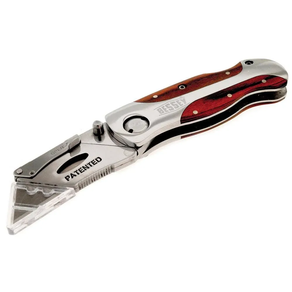 Bessey D-BKWH Folding Locking Utility Knife- Wood Handle