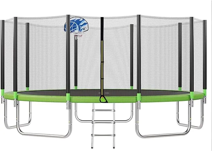 14&#039;15&#039;16&#039; Outdoor Trampoline for Kids with Safety Enclosure Net and Ladder