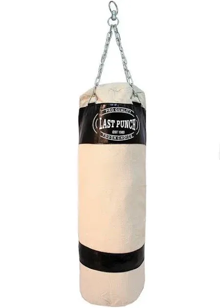 Last Punch New Heavy Duty Black Canvas Punching Bag with Chains