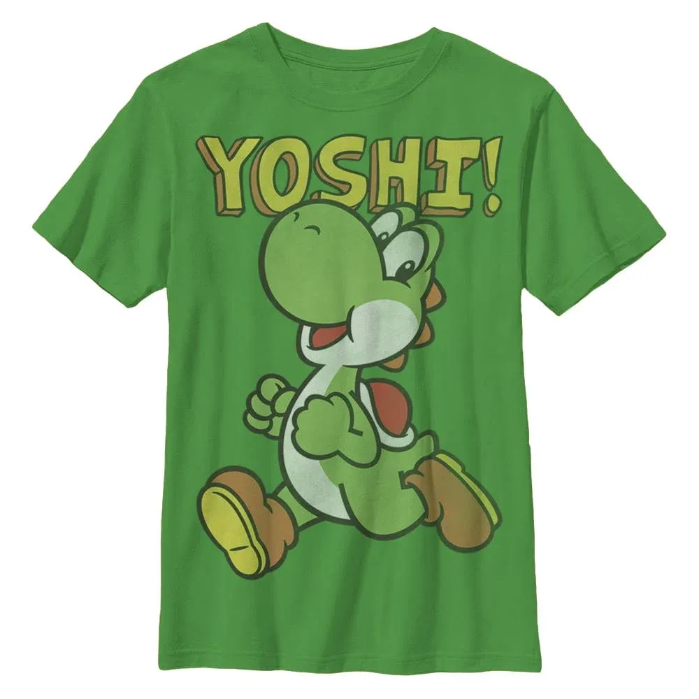 Nintendo Boy's Running Yoshi T-Shirt Green