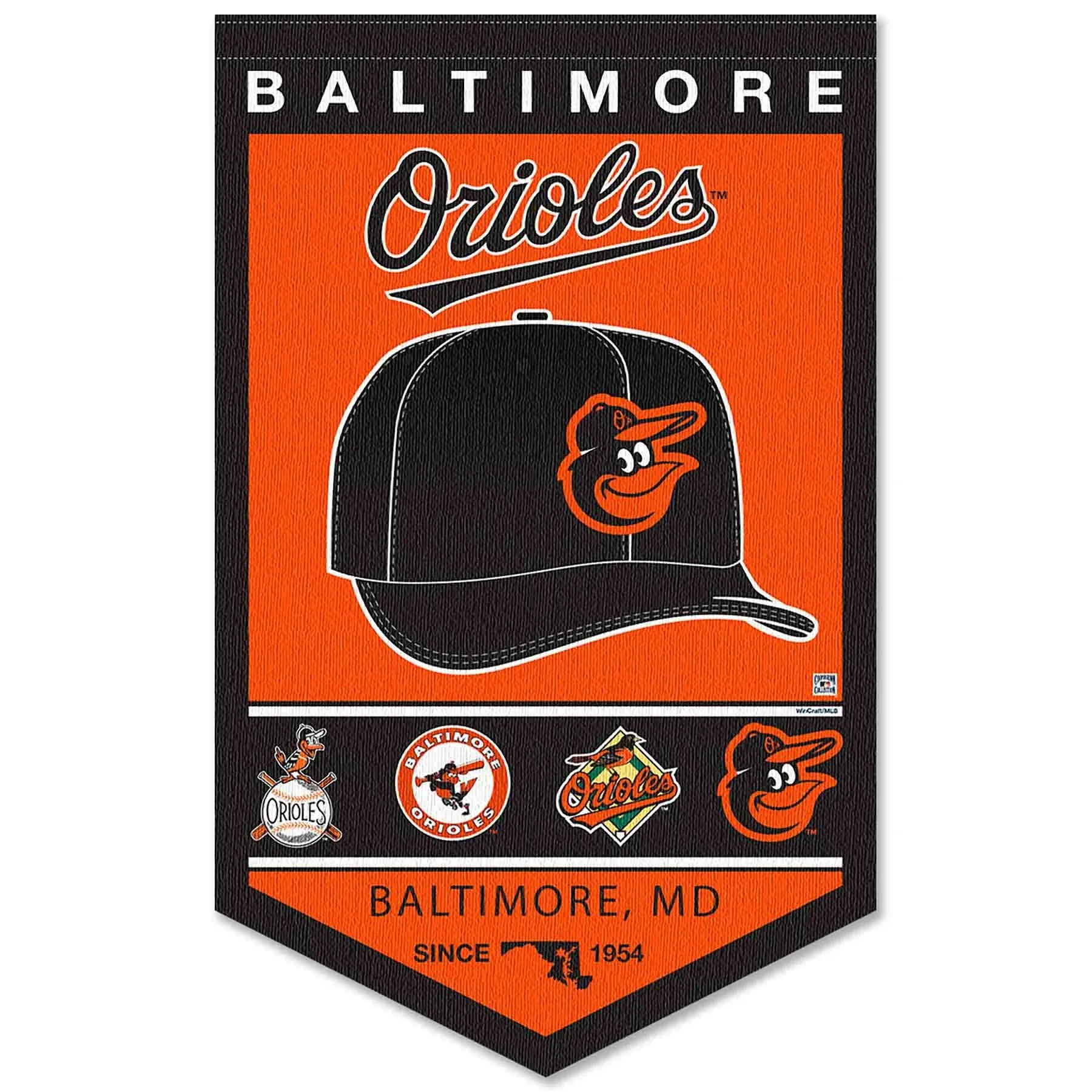 Baltimore Orioles History Heritage Logo Banner Flag