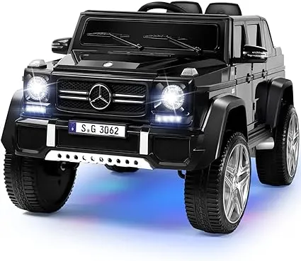 JOYLDIAS Kids Ride On Cars, Licensed Mercedes-Benz Maybach G650S, 12V7AH Battery Powered Toy Electric Car for Kids with 2.4GHz Remote Control, 2 Motors, 3 Speeds, Lock, Music, Horn, LED Lights, Black