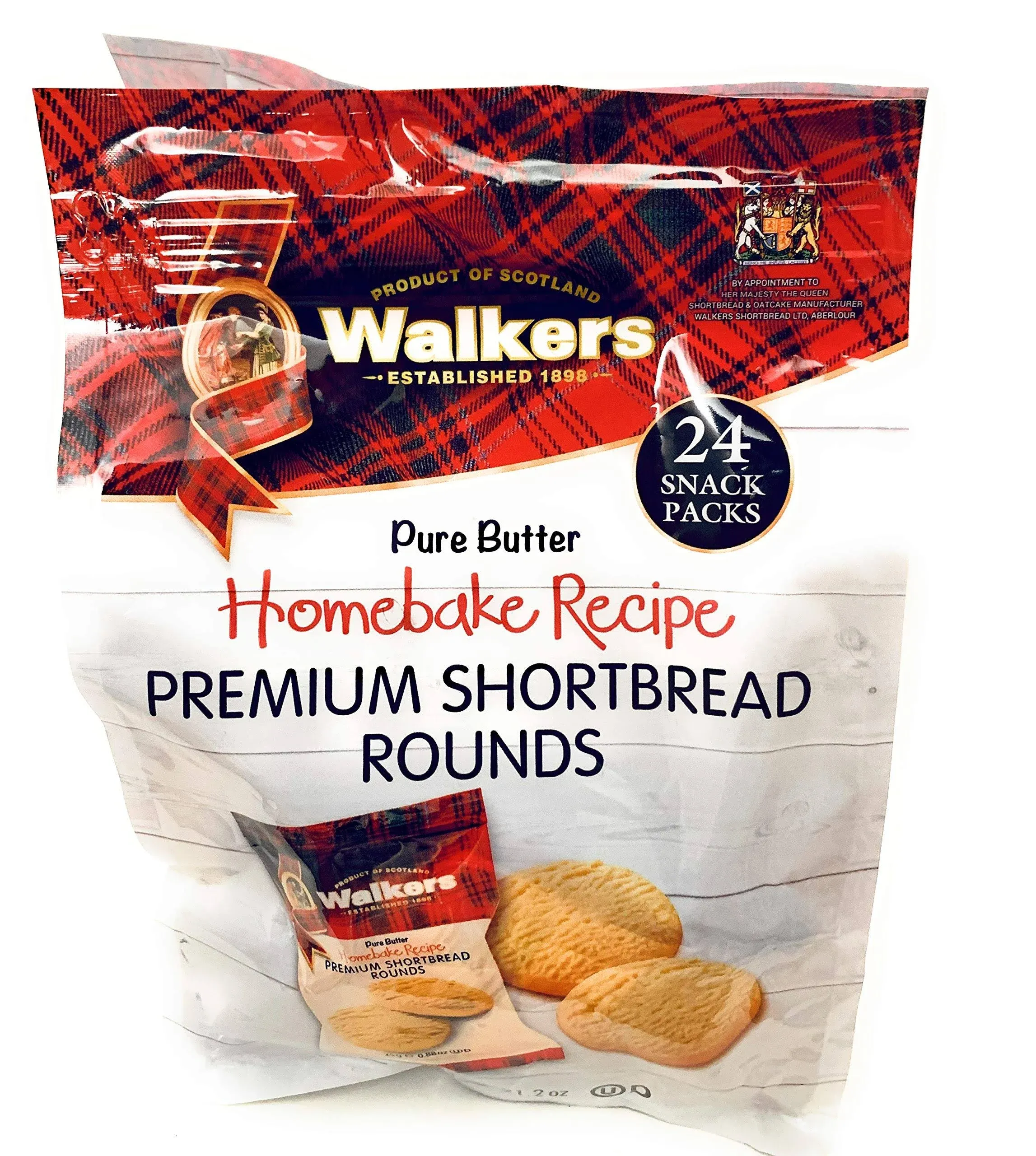 Walkers Premium Shortbread Rounds 24 Snack Packs individually wrapped