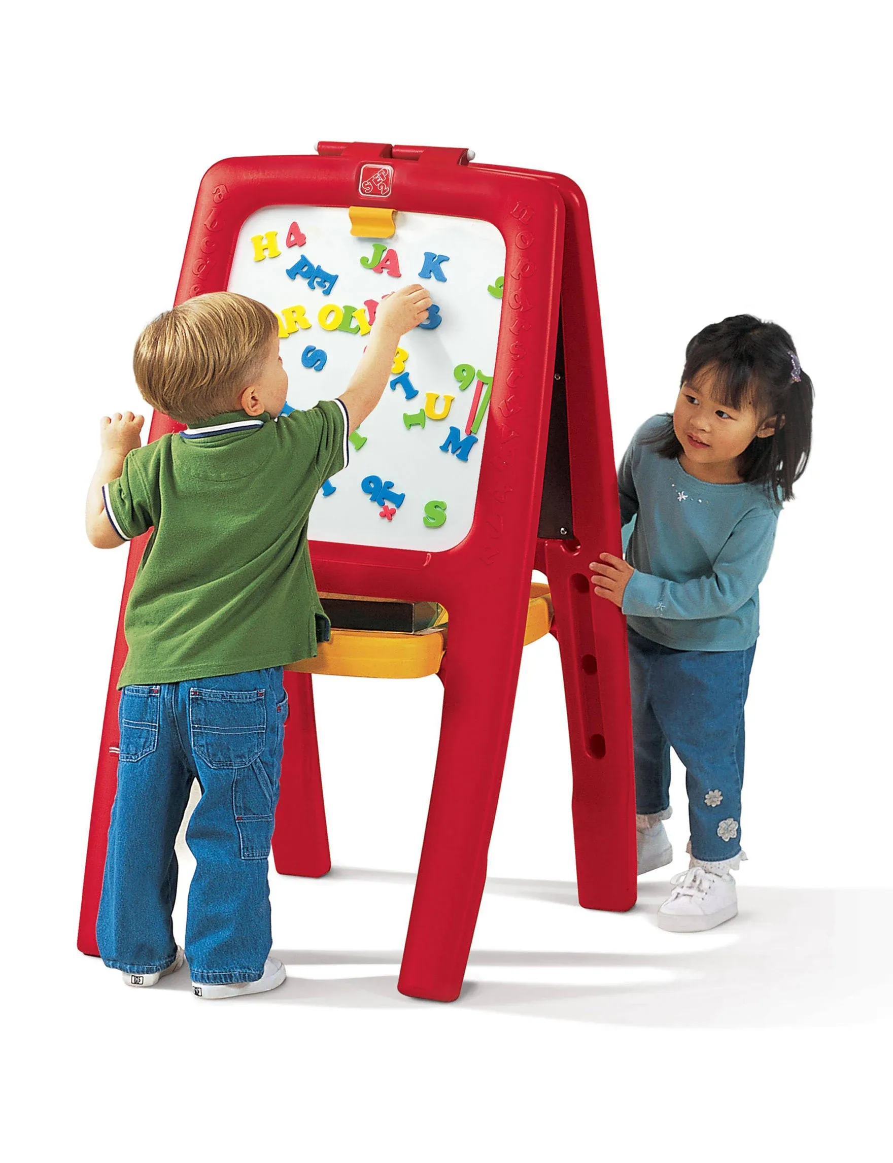 Step2 Easel For Two Red Plastic Toddler Chalkboard and Magnetic Whiteboard