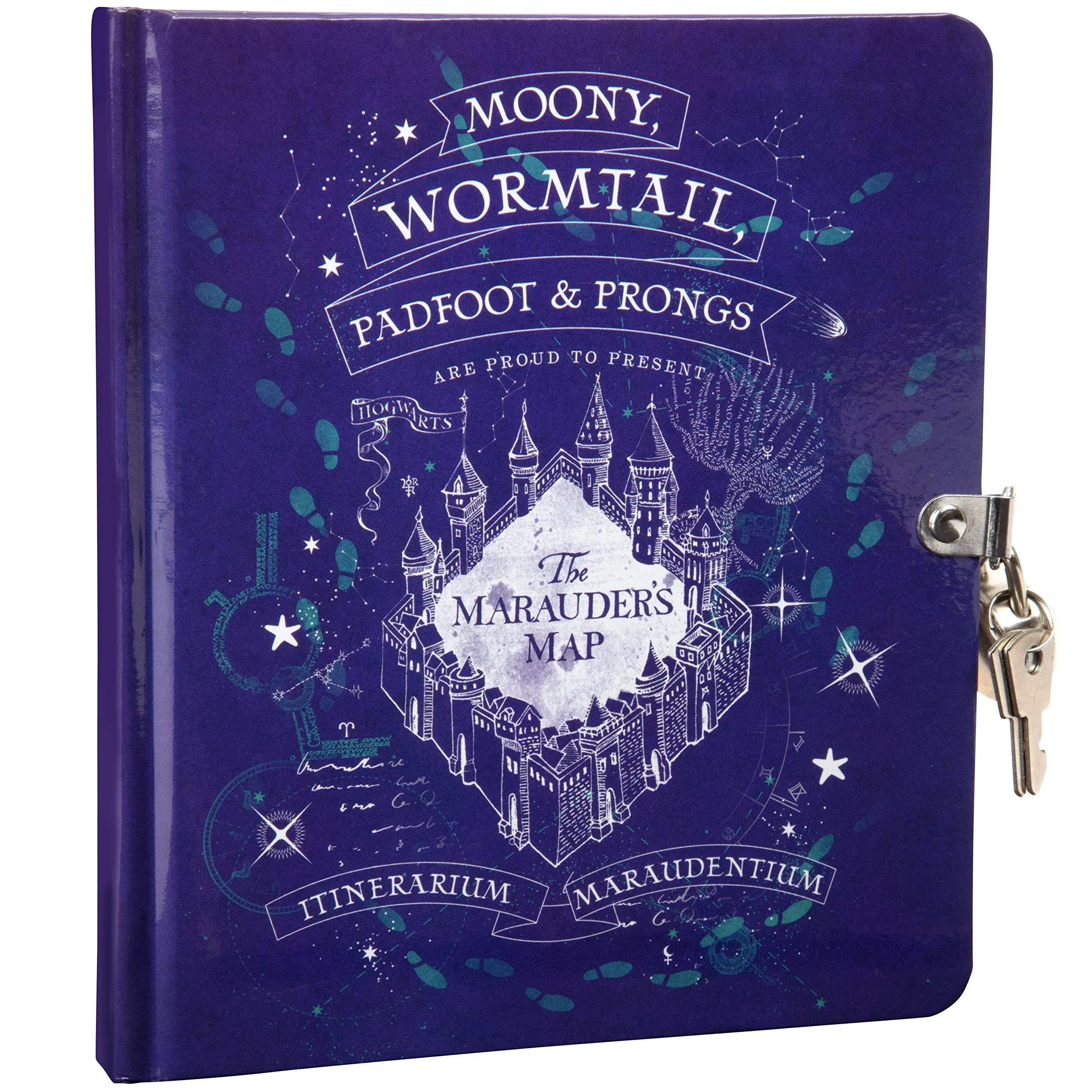 Harry Potter Marauder's Map Purple Lock & Key Diary for Kids - with 216 Lined ...