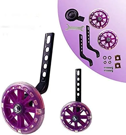 Training Wheels Flash Mute Wheel Bicycle Stabilizer Mounted Kit for 12-20 PURPLE