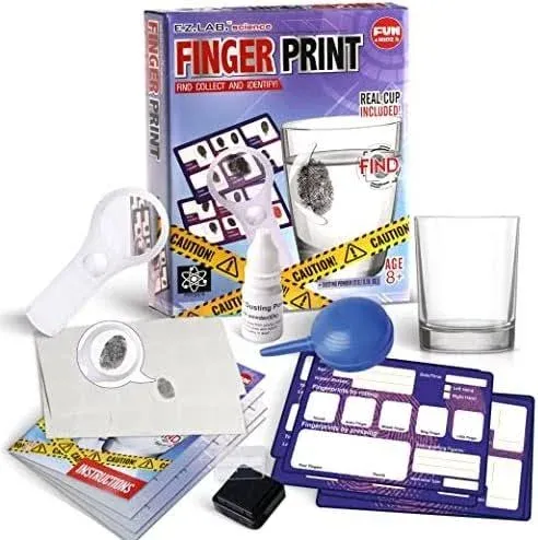 Fingerprint Kit for Kids Ages 8-12, FunKidz Detective Spy Gear Pretend Play Stem ...