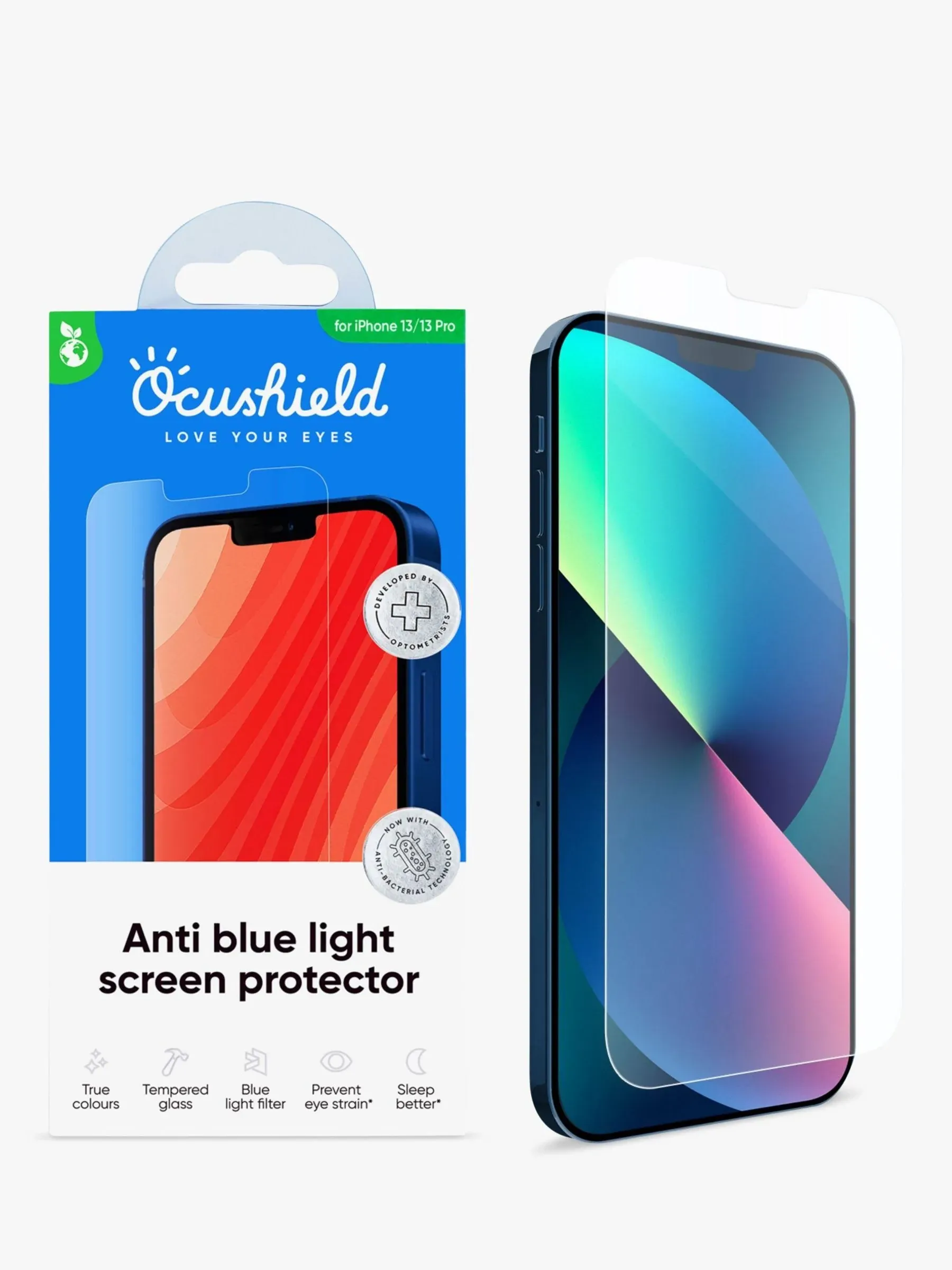 Ocushield for iPhone 13/13 Pro (6.1") - Anti Blue Light Tempered Glass Screen ...