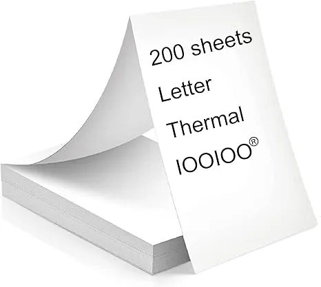 IOOIOO 200 Pages, Thermal Printer Paper 8.5x11, Letter, Folded, Continuous, Perforated, 3 Proofing, Not Quick Dry for Pen, BPA Free, Peripage,