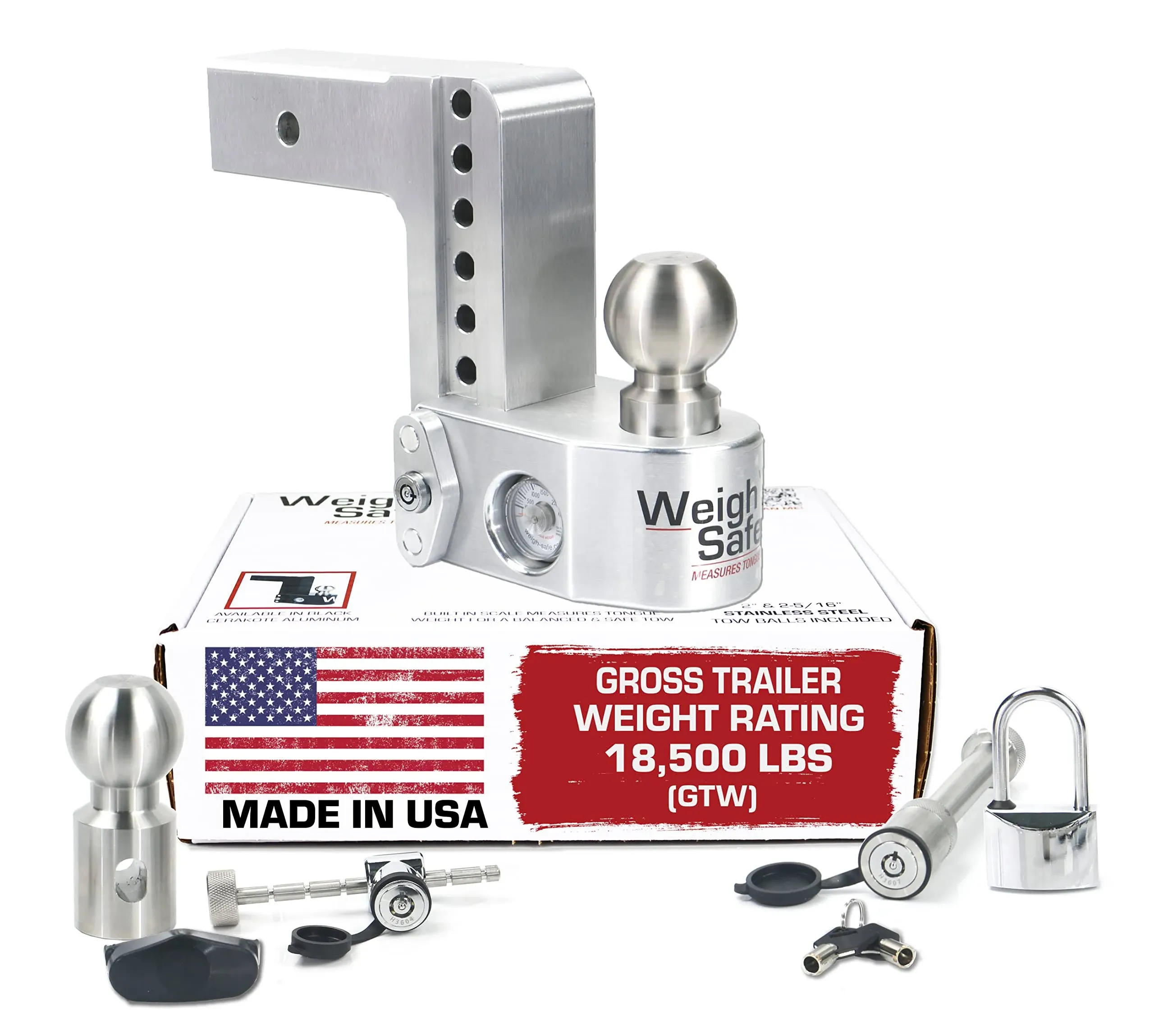 Weigh Safe, Set 6" Drop Hitch, 2.5" Receiver 18,500 lbs GTW - WS6-2.5-SET