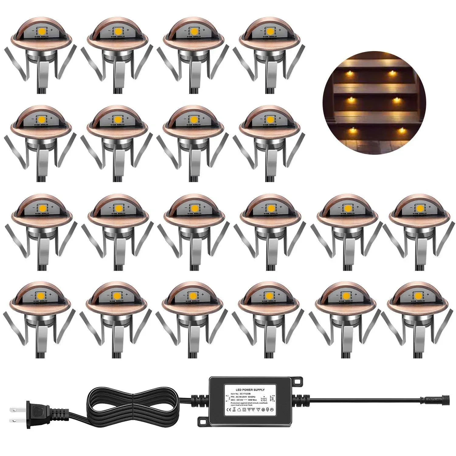 CHNXU LED Deck Step Lights Kit 20 Pack