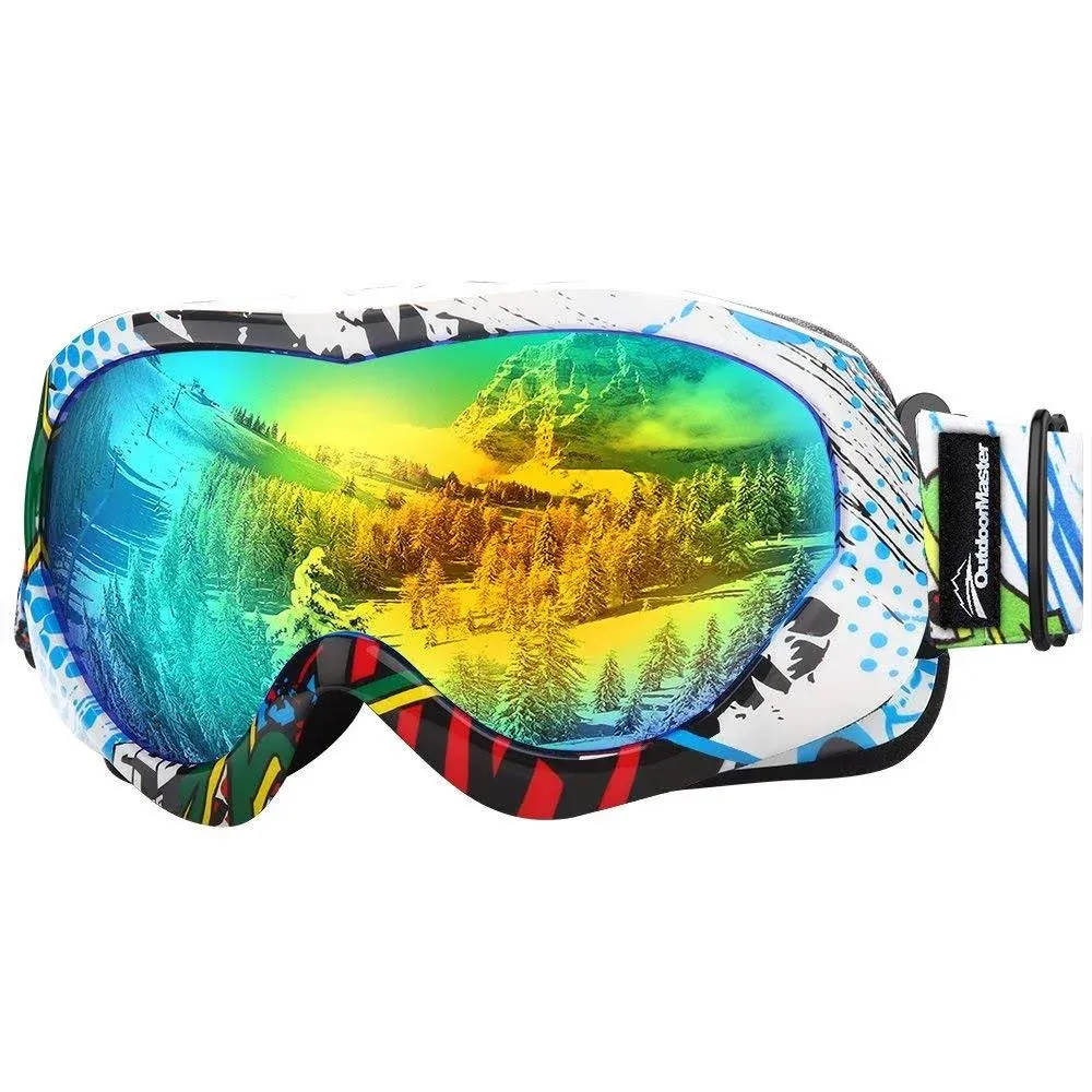 OutdoorMaster Lunettes de ski compatibles avec les casques, avec protection à 100 % contre les rayons UV, pour enfants, garçons et filles