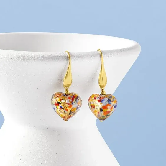 Ross-Simons Italian Pink and Aqua Murano Glass Bead Drop Earrings in 18kt Gold Over Sterling for Female Adult