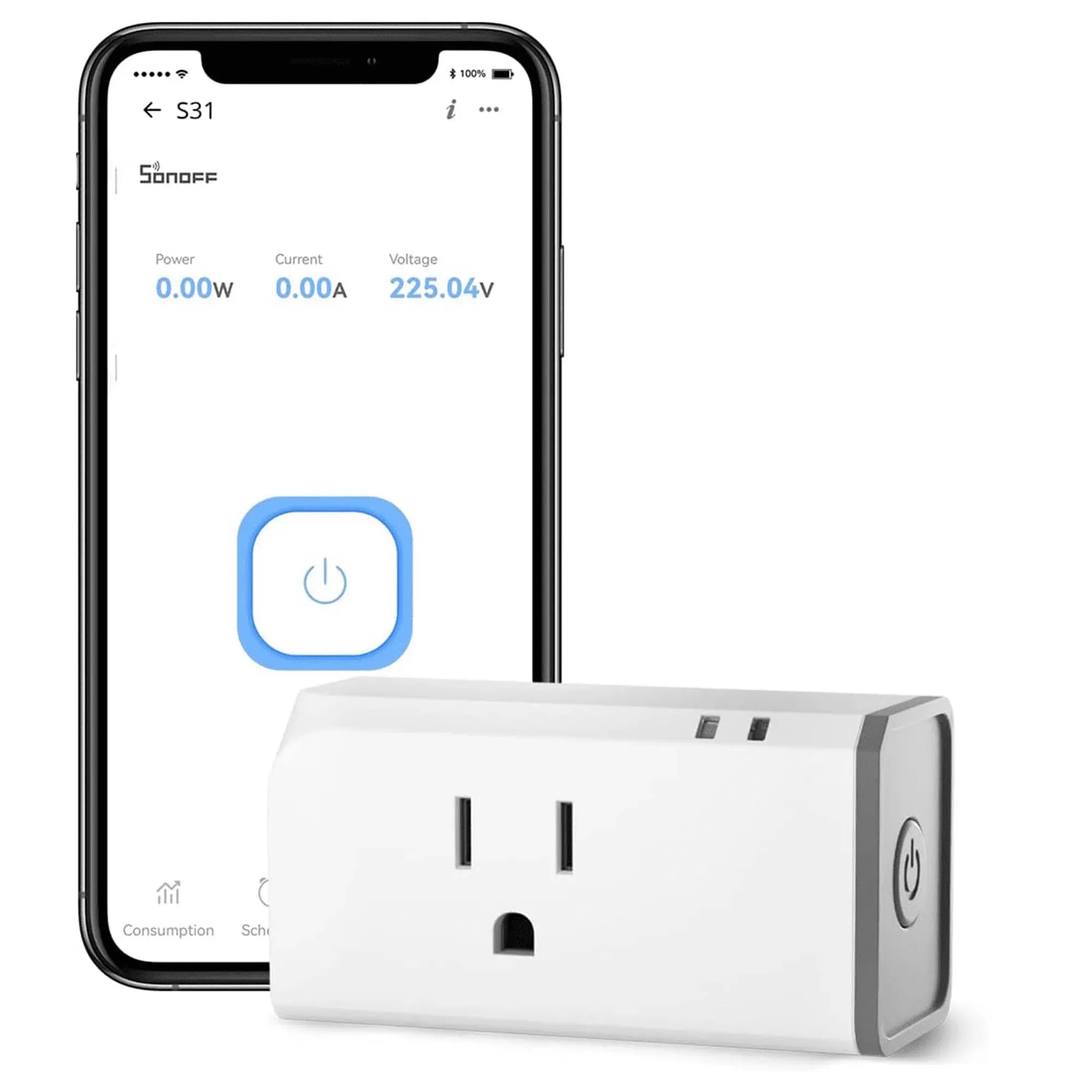 Sonoff Smart Plug with Energy Monitoring,APP&Voice Control Works with Alexa Google Home ,WiFi Smart Outlet Home and S31