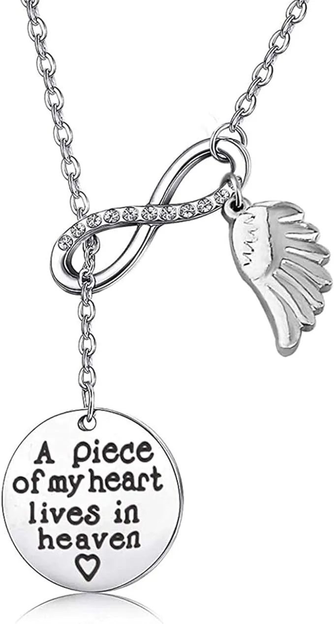 Memorial Jewelry Sympathy Gift A Piece of My Heart Lives In Heaven Y neckalce