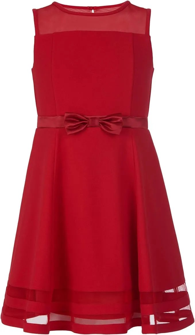 Calvin Klein Girls' Sleeveless Party Dress, Fit and Flare Silhouette, Round Neckline & Back Zip Closure