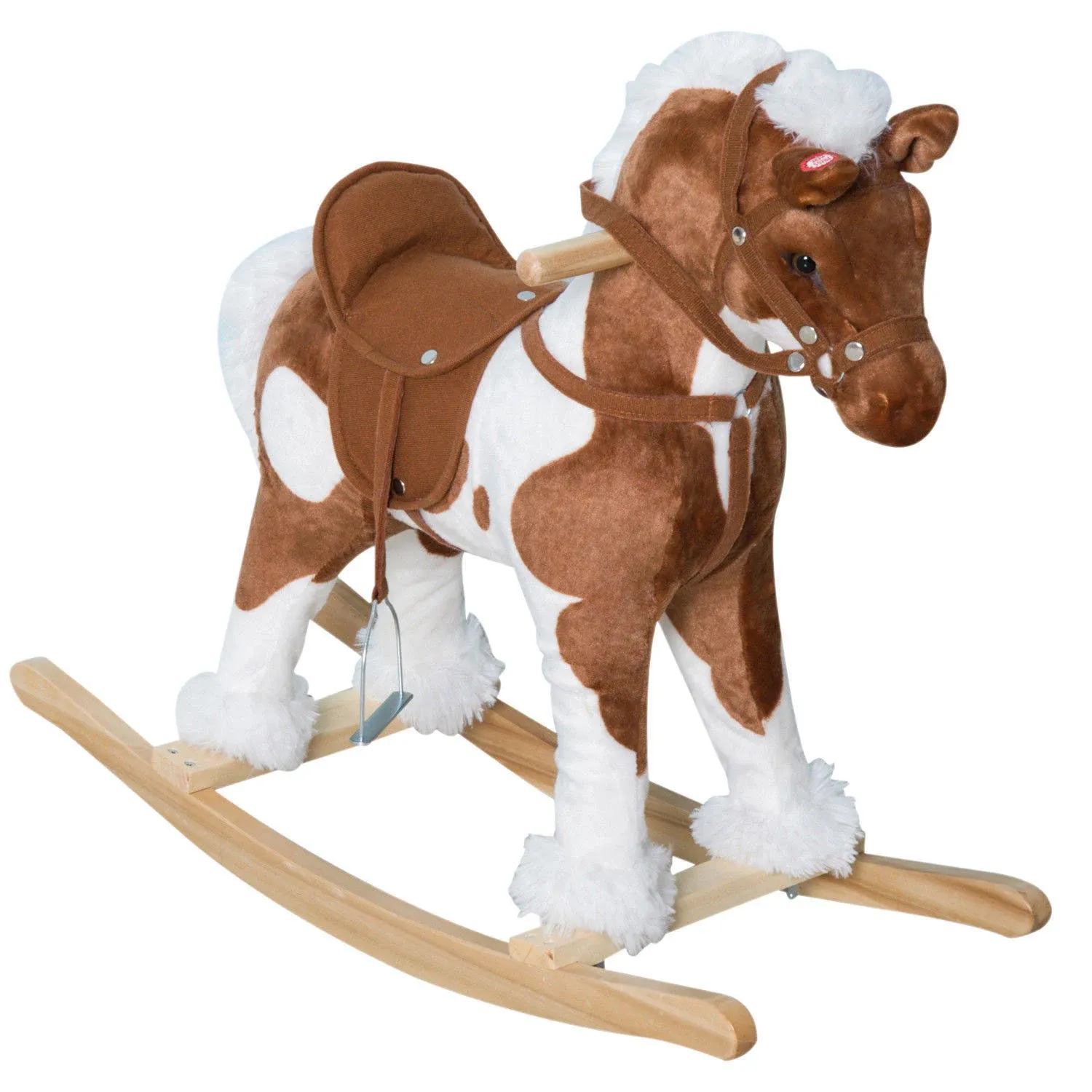 Qaba Plush Ride on Rocking Horse with Sound Brown