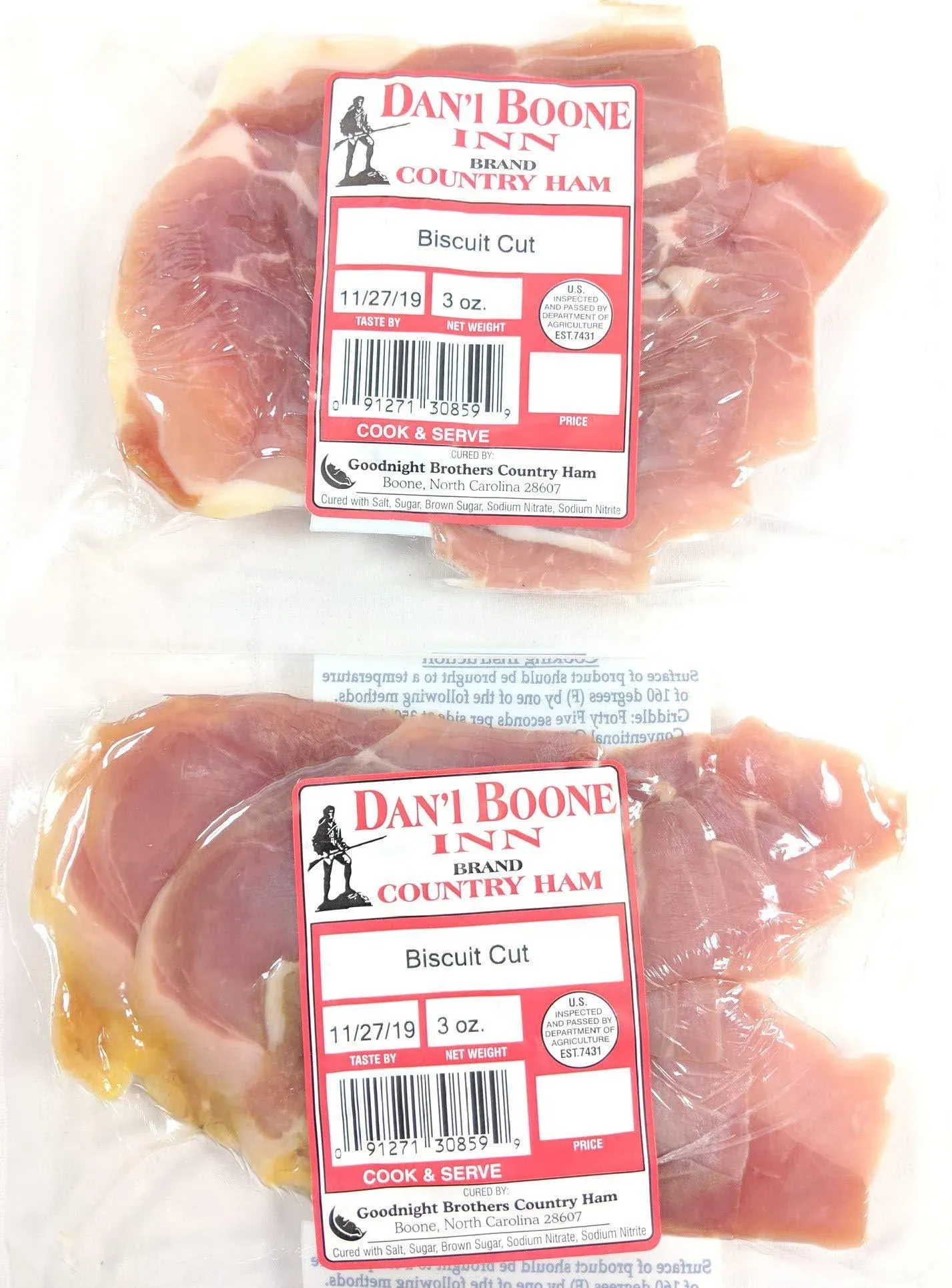 Dan'l Boone Inn Brand Country Ham Biscuit Cut 2-3oz Packs