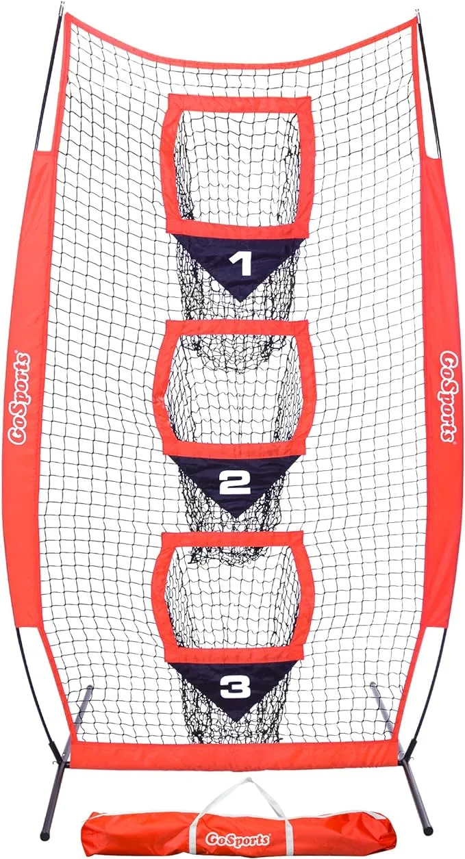 GoSports 8 x 4 ft Football Throwing Target Net - Choose Black or Red