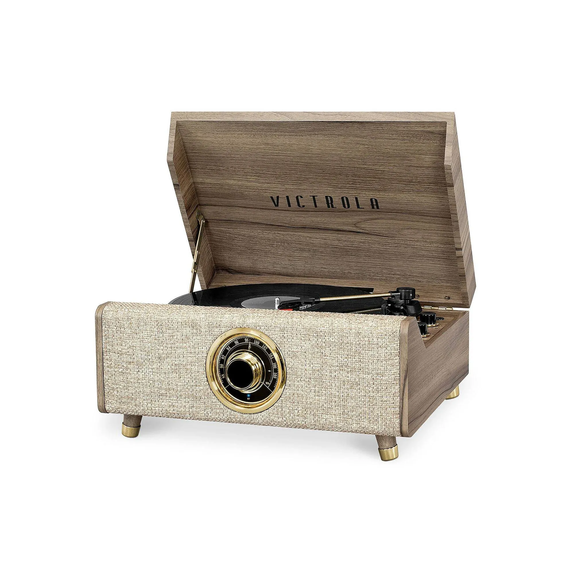 Victrola's 4-in-1 Highland Bluetooth Record Player with 3-Speed Turntable with FM Radio (VTA-330B-FOT)