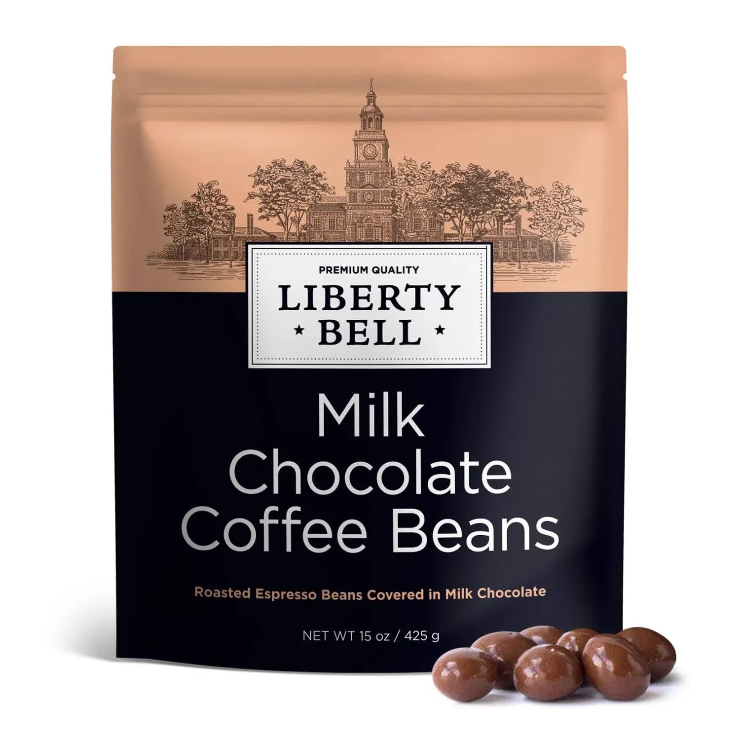 Liberty Bell Milk Chocolate Covered Espresso Coffee Beans Candy 15 Ounce Bag