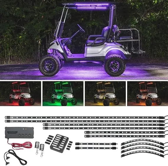 Ledglow 12pc Million Color LED Electric Golf Cart Underglow Accent Lighting Kit with Canopy