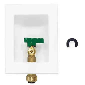 EFIELD Sweat Pre-Assembled Ice Maker Outlet Box, 1/2-Inch Sweat with Installed 1/4-Turn Ball Valve, White