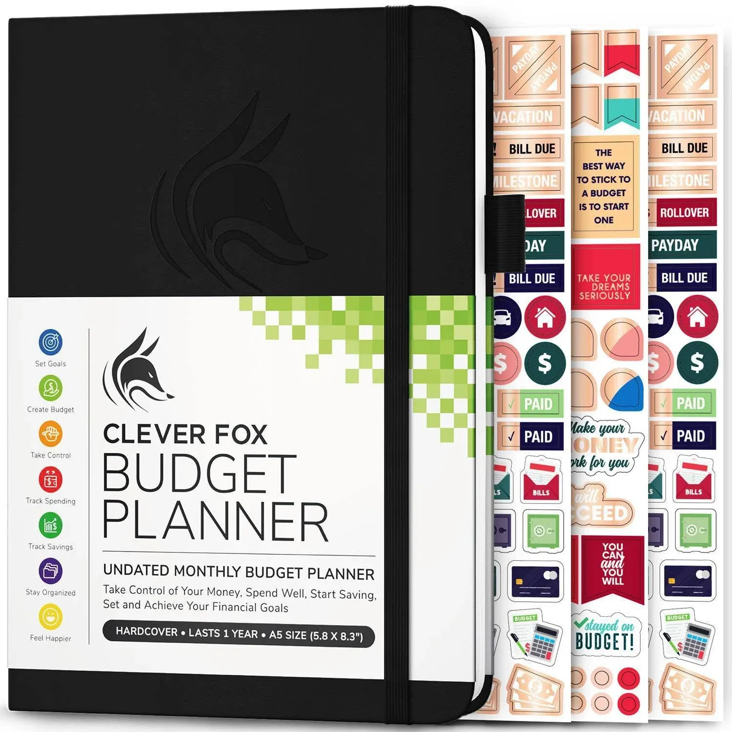 Clever Fox Budget Book - Expense Tracker Notebook. A5 (5.8&#039;&#039; x 8.3&#039;&#039;), Black 