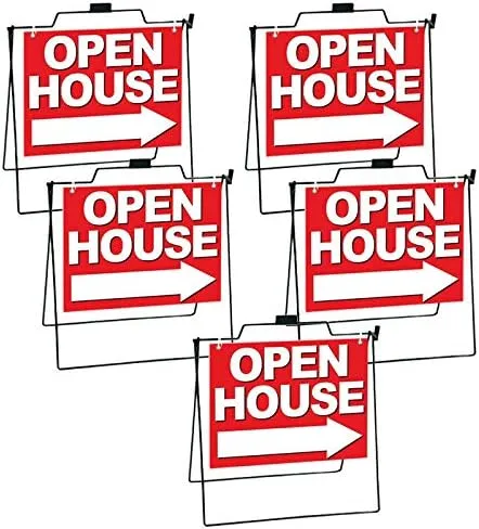 4 Less Co Realtor A-Frame Metal Stand with 24x18 Open House Sign - 5 Pack, RB