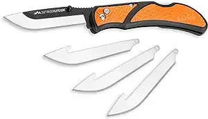 OUTDOOR EDGE 3.0" RazorLite EDC Knife - EDC Folding Knife with Replaceable Blades and Clip - One Hand Opening for Everyday Carry (Orange, 4 Blades)