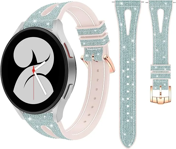 Goton Bling Silicone Band Designed for Samsung Galaxy Watch Watch 7/6/5/4 FE 40/44mm, 6 Classic 47/43mm, 5 Pro 45mm, 4 Classic 46/42mm, 3 41mm, Active 1&2, 20mm Women Glitter Strap Accessories