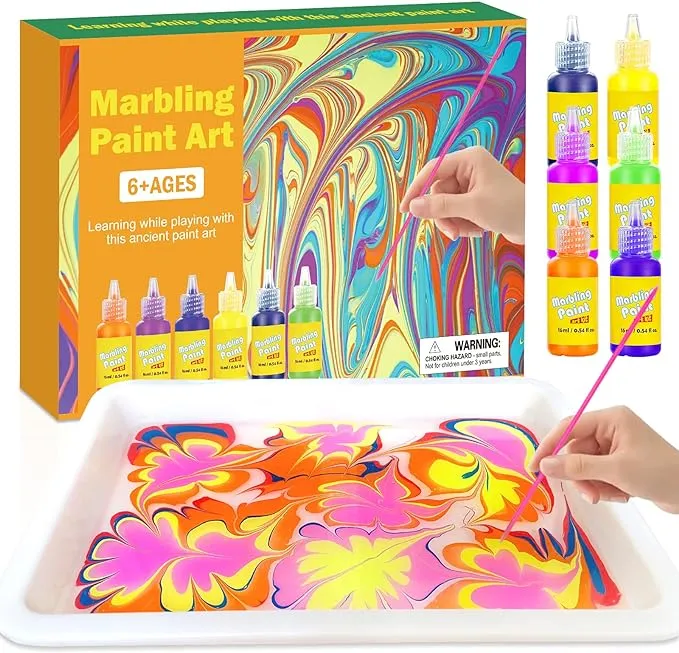 MFJL Marbling Paint Crafts Kit for Kids - Arts and Crafts for Girls & Boys ...