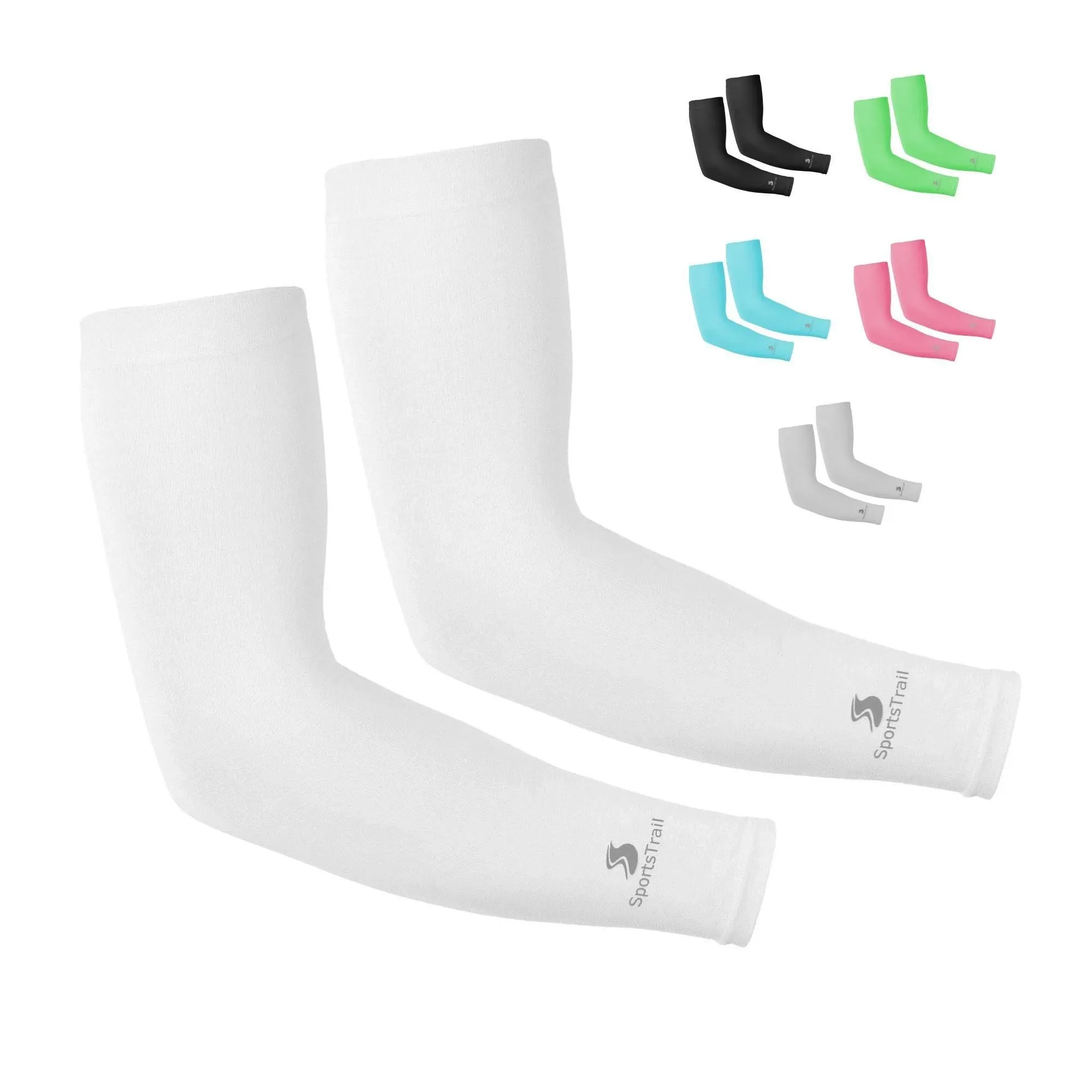 Cooling Arm Sleeves for Men &amp; Women, Tatoo Cover up, 1 Pair (White)