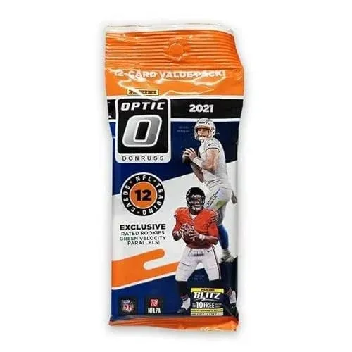 2021 Panini Donruss Optic Football Jumbo Cello Pack (Green Velocity Parallels!) - 12 Trading Cards per Pack