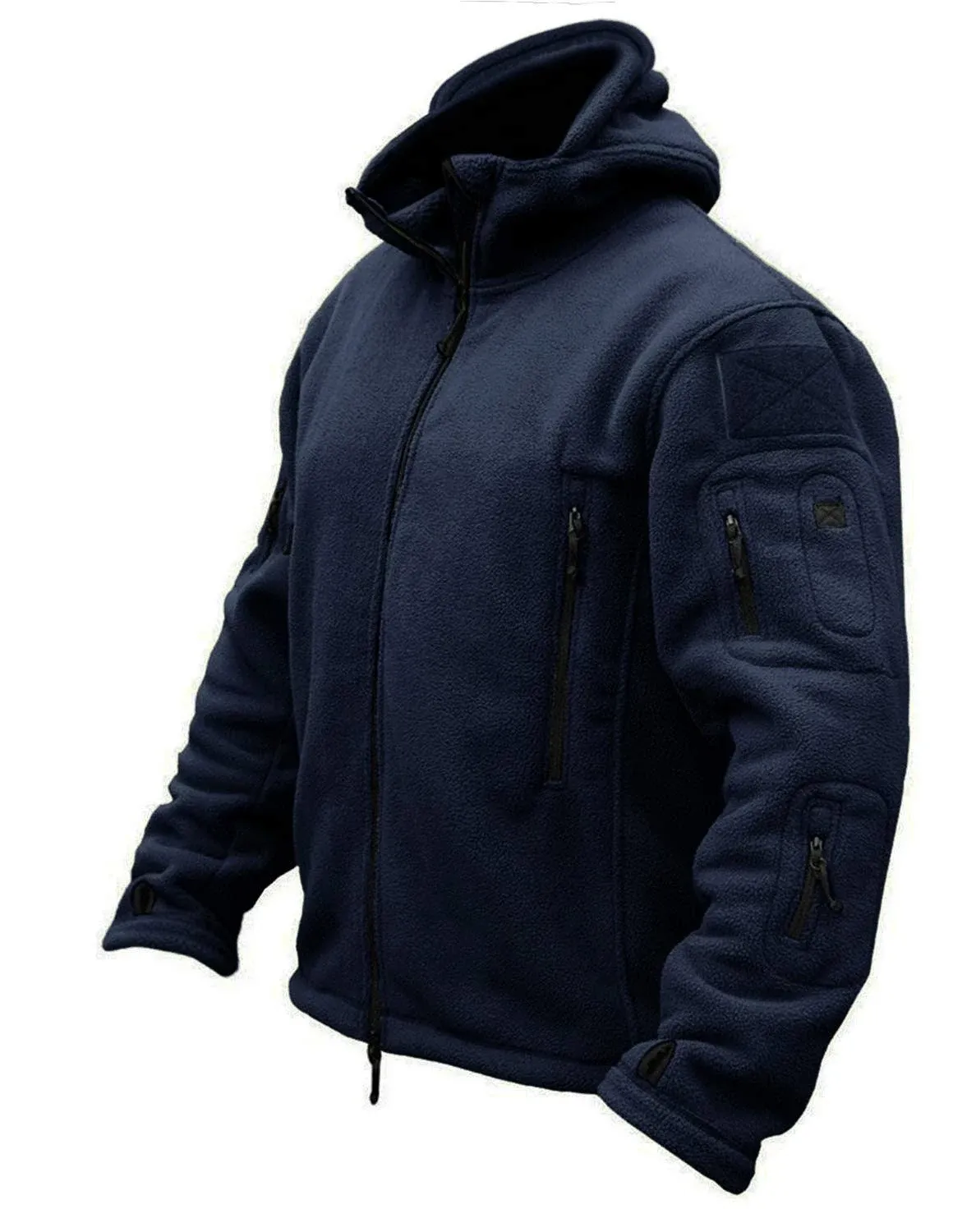 CRYSULLY Men&#039;s Military Tactical Sport Warm Fleece Hooded Outdoor Adventure Jack