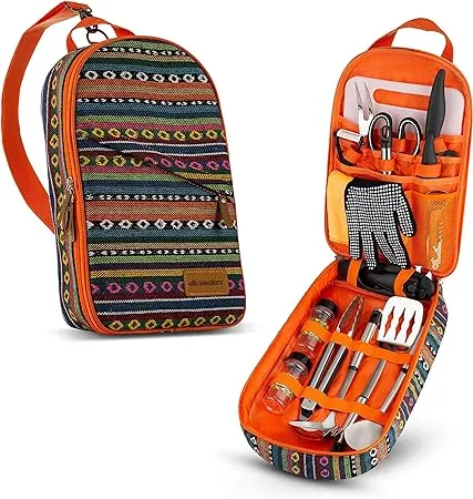 CAMPING COOKWARE Cooking Utensil Set Travel Orange 13 Piece WEALERS