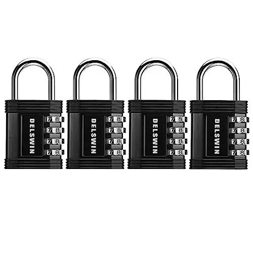 DELSWIN Combination Lock for Locker - 4 Digit Resettable Combo Lock for Gym ...