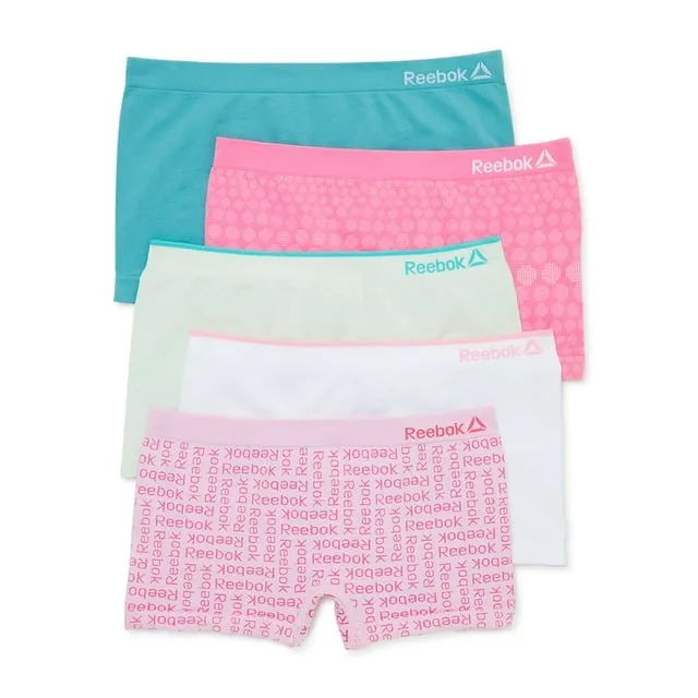 REEBOK GIRLS SEAMLESS BOYSHORT UNDERWEAR 5 PACK SIZE LARGE 12-14 STRETCH SCHOOL