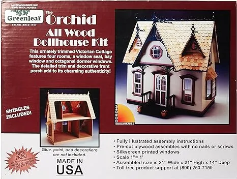 Greenleaf The Orchid All Wood Dollhouse Craft Kit Victorian Cottage New 1:12