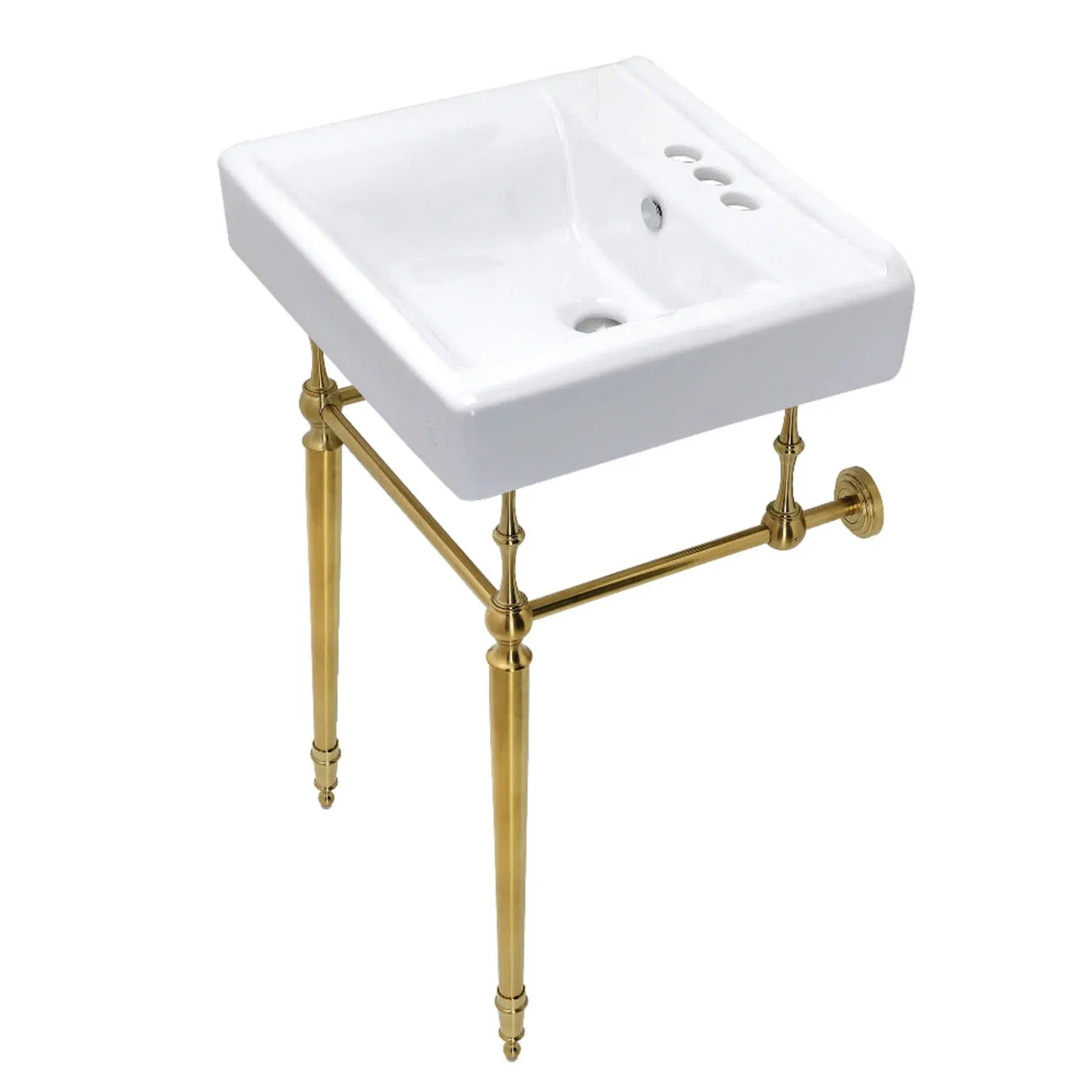 Kingston Brass KVPB2018W47 Edwardian 20-Inch Console Sink with Brass Legs, Brushed Brass