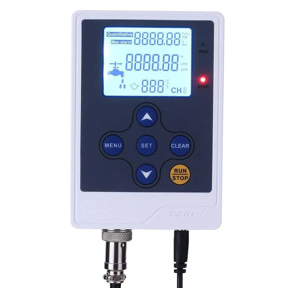 DIGITEN LCD Display Water Flow Control Meter Liquid Flow Rate Volume Counter ...