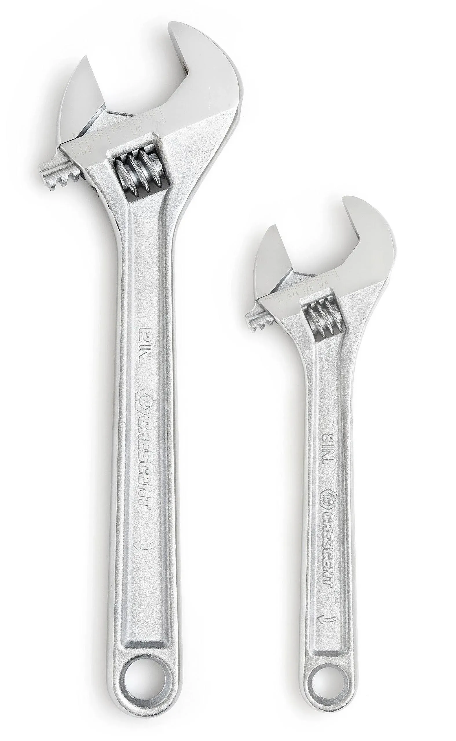 Adjustable wrench set, 8- & 12-inch, chrome