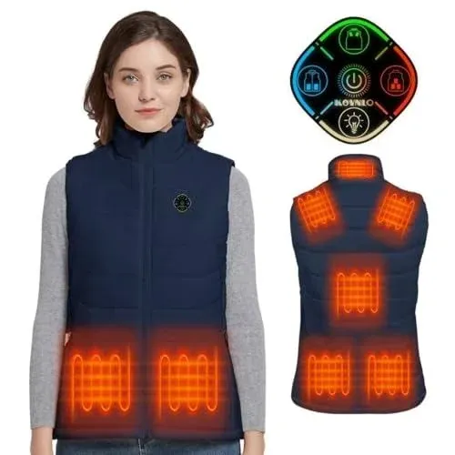 KOVNLO Womens Heated Vest, 4 in 1 Smart Controller, Lights-Out Design, Lightweight Heating Vest (Battery Pack Not Included)