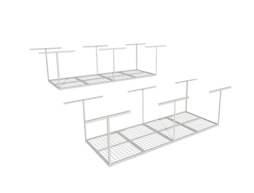 FLEXIMOUNTS 2 Pack 3x8 Overhead Garage Storage Rack 2 Pack,White