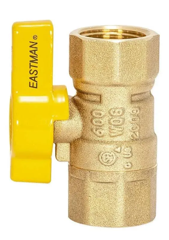 Eastman 60009 FIP Straight 1/4-Turn Handle, Brass Plumbing Fitting Gas Ball Valves, 1/2