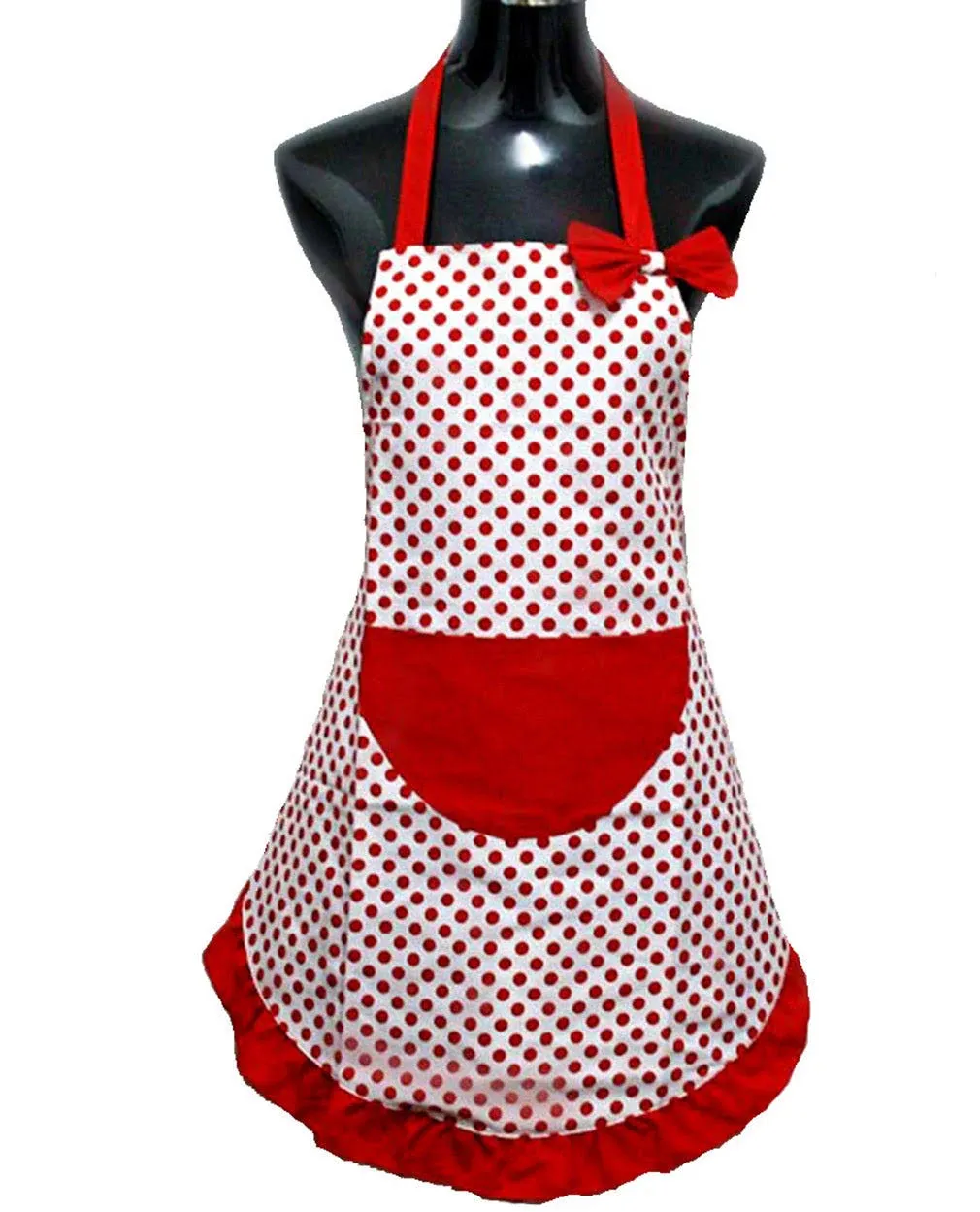 Hyzrz Lovely Lady Dot Flirty Canvas Funny Apron Restaurant Kitchen Aprons for Women Girls with Pocket