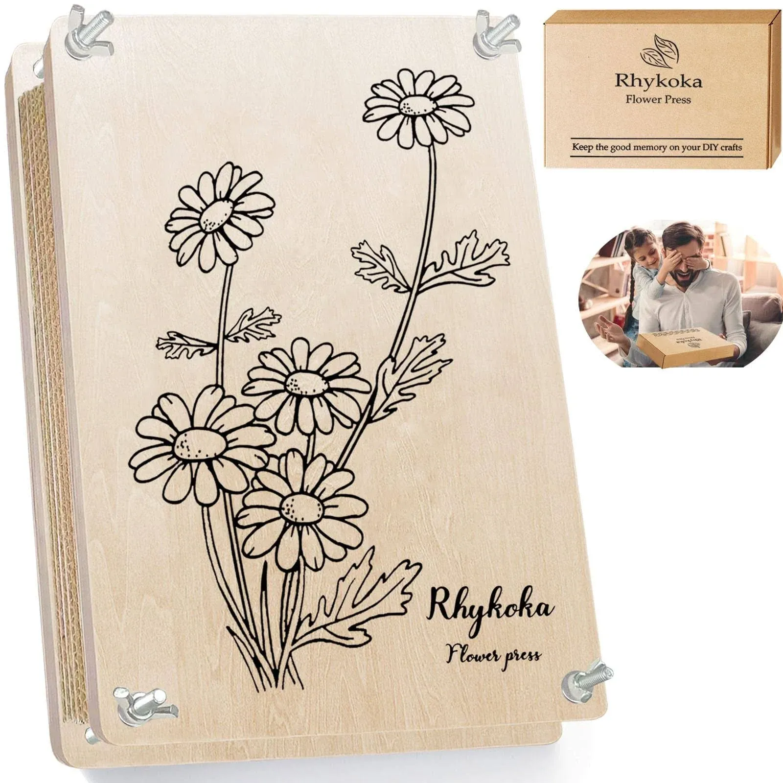 Rhykoka Large Flower Press Kit for Adults, 10 Layers 11.8 x 8.3 Inches DIY Wood Flower Leaf Plant Press Kit Flower Pressing Kit, DIY Arts and Crafts Lovers (Light Beige)