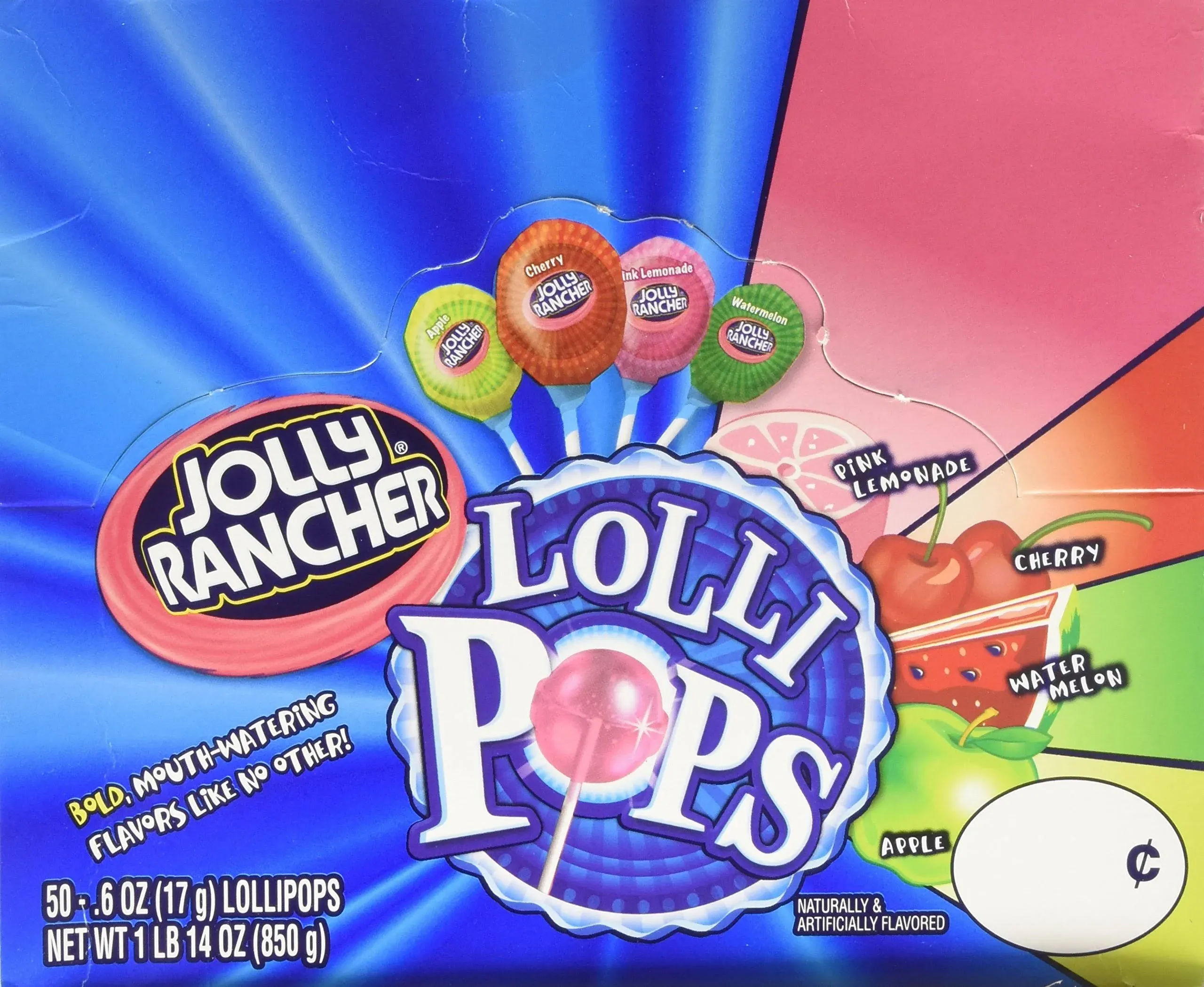 Jolly Rancher Lollipops Flavors 50Count Box 1 Pound 14 Ounce